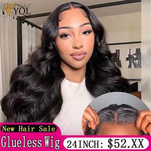 Syntetiska peruker Syntetiska peruker Glueless peruk Hår för att bära naturliga hår peruker Body Wave Sale Cut 4x4 spetsstängning Wig LDD240313