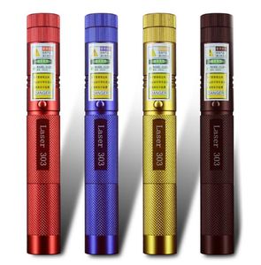 Lazer El Flashlight 532Nm 5MW 303 Lazerler İşaretçi Lazer Kalem 18650 için Yanan Kiriş Pil Yanmaları El Fenerleri Kampı Camping8763091