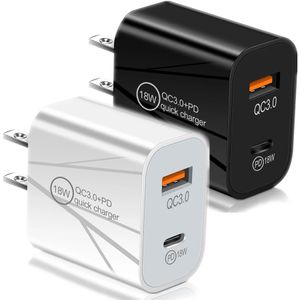 Carregador de parede universal 12W 20W PD Adaptador de energia de carregamento rápido TYPE C USB US EU Plug Carregadores de celular