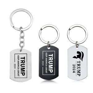 Party Favor Stainless Steel Trump 2024 keychain America Campaign Trump Supporter Metal Keychains Necklace