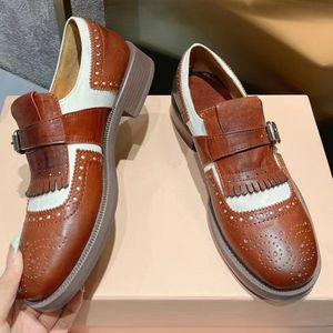 runda tå kvinnor brittiska stil loafers runway designer lapptäcke blandade färger hög kvalitet äkta läder tjock sula kvinna utanför promenad mjuka skor