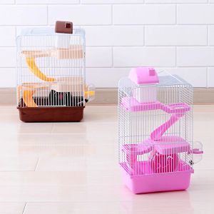 Käfige Luxus dreischichtiger Käfig für Hamster Tragbares Haustierhaus Kleines Haustierhaus Chinchilla Hamsterhaus Draht Nagetierkäfig Accesorios Ruso