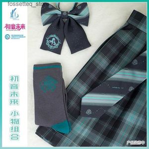 Nackband original Miku Hatsune Cosplay JK Bowtie Women Bow Ties dk slips för män krage strumpor vocaloid uniform bowknot anime girl tie l240313