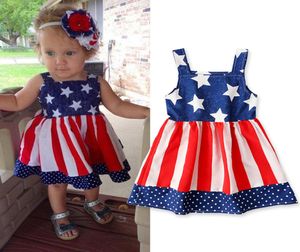 2019 meninas estrela vestido listrado verão crianças bandeira americana dia da independência dos estados unidos estilingue sem costas vestido de princesa crianças clot4955216