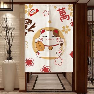 Curtains Japanese Door Curtain Cartoon Cat Short Curtain Blackout Partition Halfcurtain for Kitchen Living Room Dustproof Decor Cortina