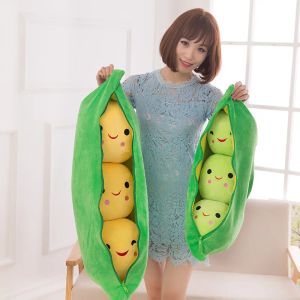 Dockor Creative Cute Pea Pod Plush Toy Doll Baby Pillow Doll Möbler Creative Ge barn en födelsedagspresent hemdekortion M024