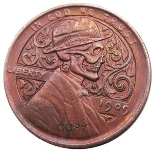 US01 hobo nikiel 1909 Penny skierowany do szkieletu szkielet zombie copie monety wisiorki monety 238U