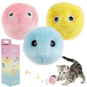 Brinquedos 3pcs brinquedos para gatos bolas de pelúcia macias estridentes brinquedos para gatos a pilhas brinquedos interativos bolas com gatilho inteligente catnip para gatos