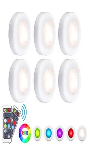 LED LED Lights RGB Puck oświetlenie 16 kolorów bezprzewodowe pod szafką oświetlenie baterii Nocne światło z pilotem DIM9883423