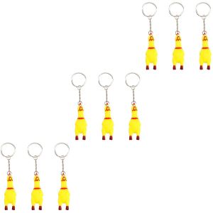 Oyuncaklar 9 paket çığlık atan tavuk anahtarlık komik sarı gıcırdayan tavuk kolye anahtar çantalar için telefonlar