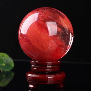 48--55 mm赤色のクリスタルボール製錬石クリスタル球治癒クラフトホームドキュレーションアートギフト210m