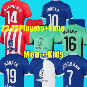 23 24 Soccer Jerseys MORATA GRIEZMANN MEMPHIS 2023 2024 120th M.Llorente CORREA KOKE Atletico Madrids Camisetas De Futbol LEMAR CARRASCO Men Kids Kit Football Shirt