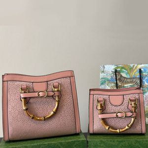 7A Bambu Totes väskor Handbag Handväska Högkvalitativ Diana Messenger Bag Flap Square Design Calfskin Rhinestone Shopping Löstagbar bred axelband Fashionabla