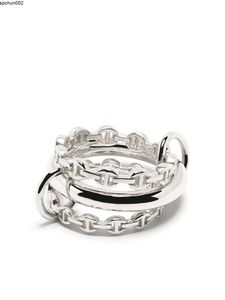 Spinelli Kilcollin Pierścienie projektant marki Nowy w luksusowej drobnej biżuterii x Hoorsenbuhs Microdame Srebring Stack Pierścień LHF0
