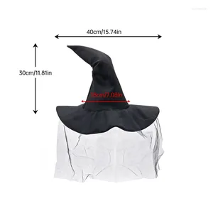 Party Supplies Qinghua Halloween Witch Hat Wizard Men Women Carnival Costume Cosplay Girl Wide Brim Pointed Accessory (D-Black One