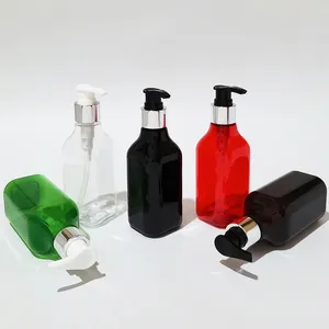 Garrafas de armazenamento 200ml corlored quadrado alumínio bomba de loção cosmética garrafa plástica recipientes vazios shampoo com prata