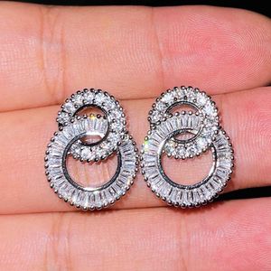 Lyx över droppeörring Crystal CZ Silver Color Bohe Engagement Wedding Dingle Earrings for Women Party Jewelry