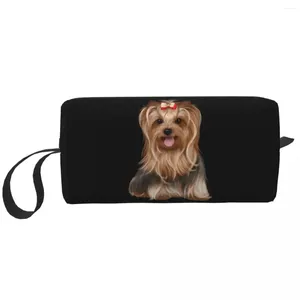 Kosmetiska väskor Yorkshire terrier Yorkie hundväska kvinnor söt stor kapacitet makeup fodral skönhet lagring toalettartikar dopp kit låda