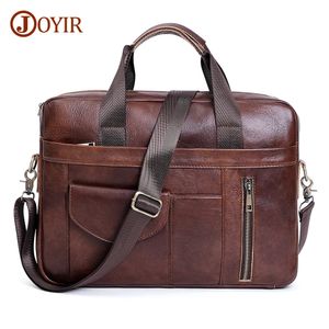 JOYIR Genuine Leather Laptop Briefcase for Men Retro Travel Messenger Bags 156 Inch High Capacity Computer Shoulder Bag 240313