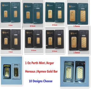 Andra konst och hantverk 1 oz pläterade 24k Gold Bullion Bar Decorations CraftSnon Magnetic med oberoende serienummer födelsedag Holi224h