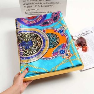 % 100 doğal ipek kare eşarp kadın lüks tasarımcı baskı saten başlık eşarp büyük bandana saf ipek fular echarpe femme 88x88cm 22236h