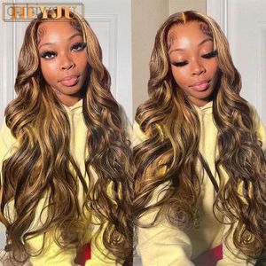 Synthetic Wigs Synthetic Wigs Body Wave Highlight Wig Hair 13x4 13x6 Lace Frontal Wig Cheap Color Glueless Wig Hair Loose Deep Wave ldd240313