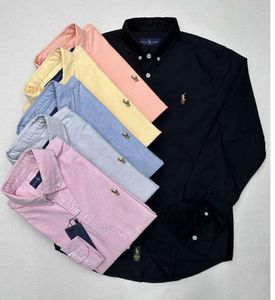 2024 masculino casual polo ralphs manga longa primavera e outono negócios algodão oxford não ferro magro paul camisa formal de alta qualidade 83