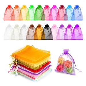 Shopping Bags Lot Of 100 Organza For Candy Boxes Favor Wedding Birthday Communion Gift Jewelry With Rope R W