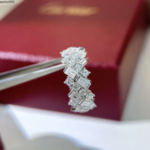 Luxury Band Rings Top S925 Sterling Silver Classic Brand Designer Three Layers Square Zircon Charm Wedding Ring for Brides Jewely Wiht Box QQZ4