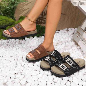 Slippers صندل جديد قطعة قماش مسطحة قاع مضاد للانزلاق النعال الشاطئ في الهواء الطلق المنزل 2024 Straight Lineh240313