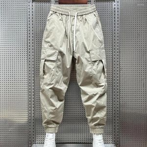 Men's Pants Multi-pocket Trousers Harem With Drawstring Waist Multiple Pockets For Outdoor Activities Loose Fit Comfort