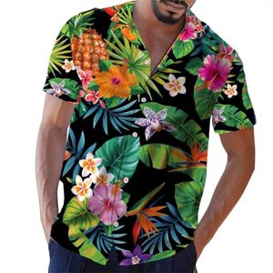 Мужские повседневные рубашки, рубашка Гавайи, весна-лето, топ с принтом, блузка с отложным воротником, свободные стильные рубашки с короткими рукавами и пуговицами