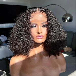 Short Bob Wig Kinky Curly Human Hair Wigs13x4 Transparent Lace Frontal Wig Curly Wig Lace Frontal Wig Human Hair 250% for Woman