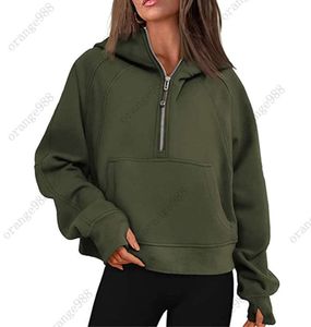 lululemens43 Herbst Winter Yoga Anzug Scuba Hoodie Halber Reißverschluss Damen Sportpullover Lose Gym Jacke Fitness Kurzer Plüschmantel Sweat5