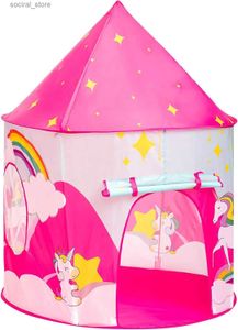 Leksakstält Child Pink Princess Playhouse Tält för Girl Castle Play Tent For Kids Boys Pop Up Folds Tält Toy For Inhoor and Outdoor L240313