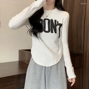 Women's T Shirts Solid T-Shirts 2024 Autumn Winter Thin Fashion Loose Casual Interior Lapping Undercoat O-neck Long Sleeve Women Clothing