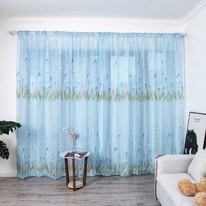 Mehrfarbiger Trompetenvorhang Blätter Vorhänge Tüll Fenster Voile Drapieren Volant 1 Panel Stoff für Wohnzimmer Verdunkelungsdekoration #452637