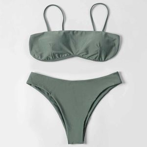 Yüzme Giyim Ztvitalite Tekdüzen Seksi Bikini 2022 Yeni Varış Yastıklı Sütyen Orta Bel Kadın Mayo Brezilya Mayo Bikini S-L SU AWATIC Sports 240311
