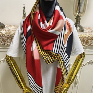 New style good quality 100% twill silk material red print letters pattern square scarves shawl for women size 130cm - 130cm3444