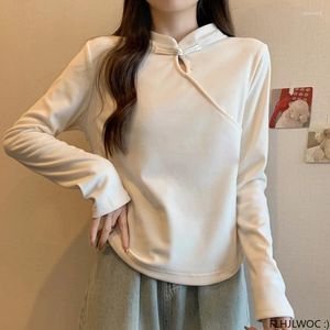 Kvinnors T-skjortor M-4XL French Style Retro Vintage Hollow Out Half Turtleneck Topps 2024 Spring Warm Basic T-Shirt Women Cotton Blends Tees