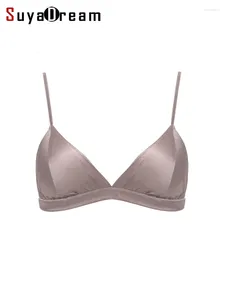 BHs SuyaDream Damen Sexy 88 % Naturseide 12 % Elasthan, drahtfrei, dünn gepolstert, Alltags-Bralette, Weiß, Schwarz, Rosa, 2024 Unterwäsche