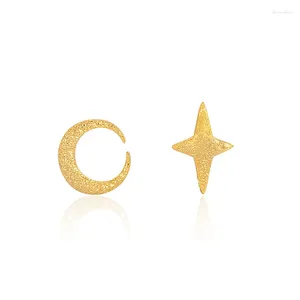 Studörhängen asymmetri ins verklig. Autentisk 925 Sterling Silver Crescent Moon Star Ear Piercing C-YHG-100