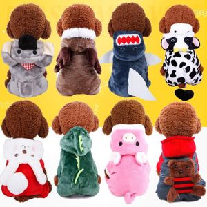 Hundkläder Fleece Animal Holloween kostymkläder Soft Cat Jumpsuit Pet Hoodies outfit för små hundar Pug Pug Puppy Coat Accessories270i