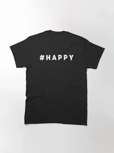 Damen T-Shirts Ropa Hombre Hashtag Happy 2024 Mode T-Shirt Sport Freizeit Kurzarm T-Shirt