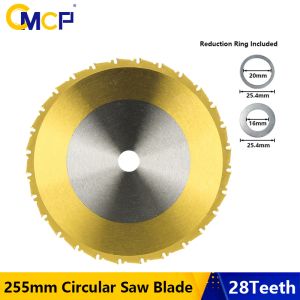 Zaagbladen CMCP 255mm Circualr Saw Blade 255x25.4x28T TCT Cutting Tool Titanium Coated Wood Cutting Disc Carbide Tipped Saw Blades