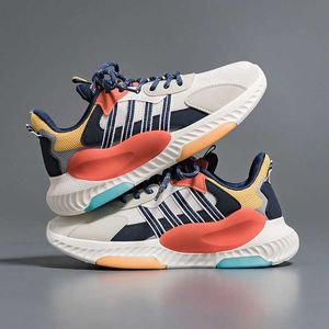 Casual Shoes Color Blocking Couple Sports Shoes Spring and Summer Flying Woven Versatile Breathable Running Soft Soled Casual Women's Instagram Trend