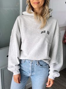 Letter Oversized Hoodies for Women Autumn Winter Clothing Loose Hooded Sweatshirt Tops Fashion Pullovers Sweatshirts Female 240226