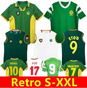 1998 2002 Cameroon retro soccer jerseys 1990 Eto o Mboma Lauren Song FOE MILLA Maillot de foot home away vintage classic football shirts
