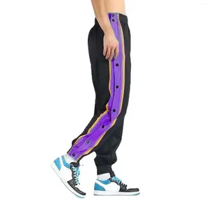 Męskie spodnie luźne przyciski boku trening koszykówki joggery gym fitness sportowy sprężyste spodnie letnie spodnie