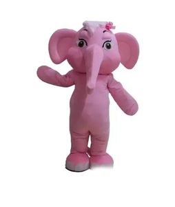 Traje de mascote de personagem de elefante rosa roupas tamanho adulto fantasia de mascote de desenho animado para festival de carnaval vestido comercial